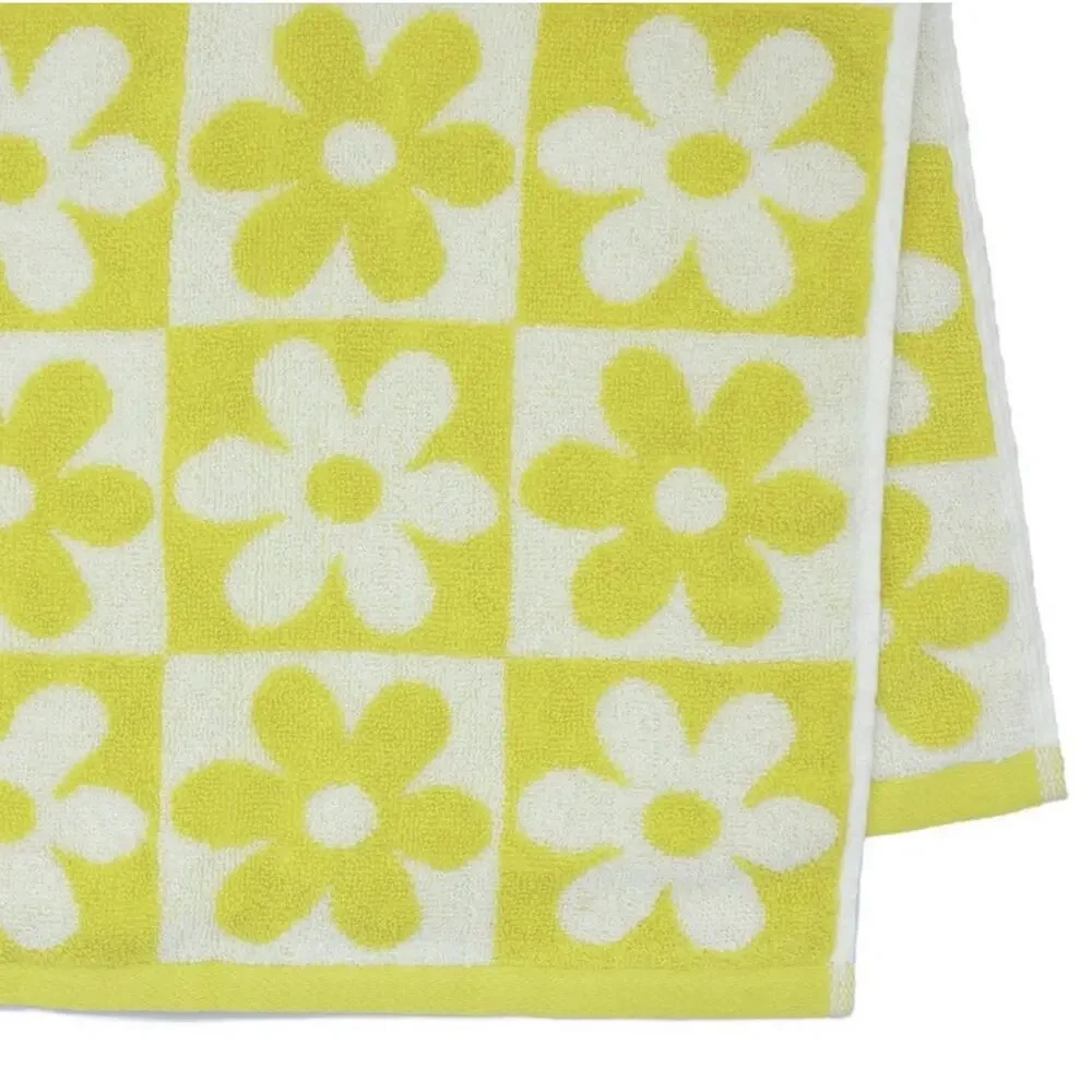 Kapoor Home 6-Piece Bath Towel Set Yellow & White Daisy & Solid Cotton Quick Dry